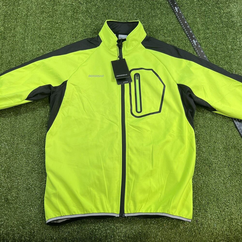 Bergrisar Long Sleeve Full Zip Cycling Jacket Men’s L Yellow  Highlight